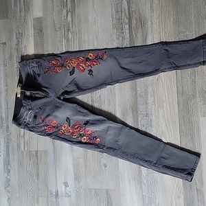 NWT Democracy Ab Technology Embroidered Gray Jeans